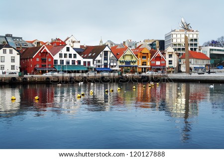 Stavanger, Norway - March 6: Guest Harbour With Old-Style Houses On March 6, 2011 In Stavanger, Norway. Stavanger Is Norway'S Fourth Largest City, And Is Called The Petroleum Capital Of Norway.