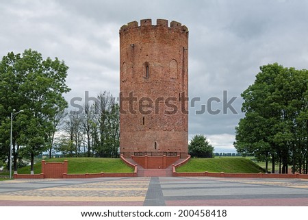 Kamenets Tower, also known as Belaya Vezha (White Tower), in the town of Kamenets, Belarus