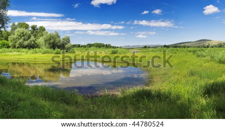 The drying channels at the confluence of the Yenisei River and Abakan River, Siberia, Russia