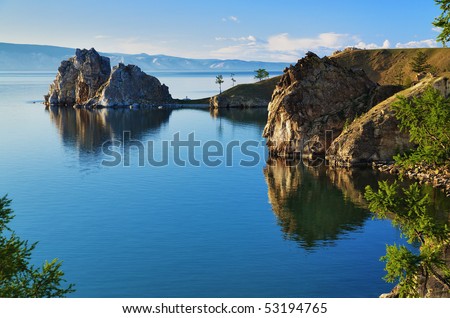 Cape Burhan and Shaman Rock on Olkhon Island at Baikal Lake, Russia