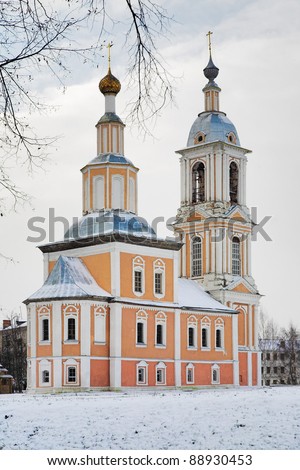 Church of Kazan Mother of God in Uglich in winter, Russia