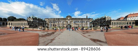 Panorama of the Zwinger Palace and Building of the Old Masters Picture Gallery in Dresden, Germany