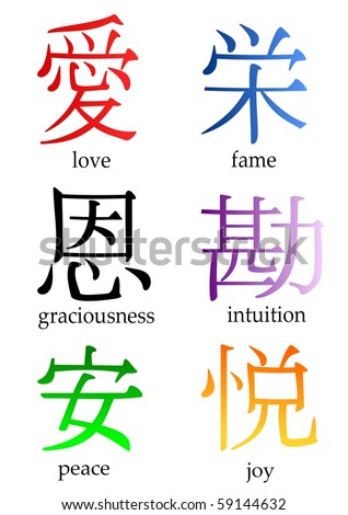 stock photo Kanji symbols for love fame graciousness intuition 