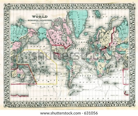 Vintage World  on Old Paper Vintage Old Grunge Map Room Find Similar Images