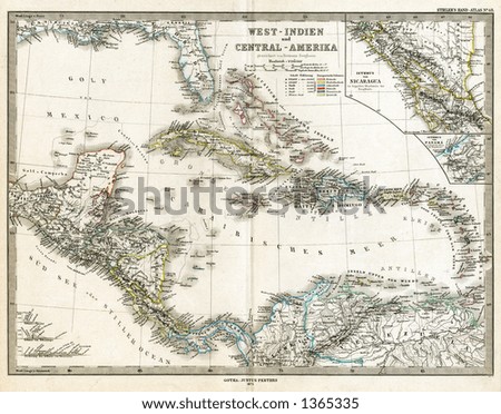 MEXICO, CENTRAL AMERICA,  THE CARIBBEAN - ANTIQUE MAPS  PRINTS