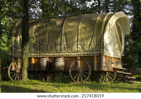 Old wild west covered wagon.