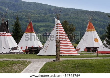 Copy of the Native Americans village with wigwams.