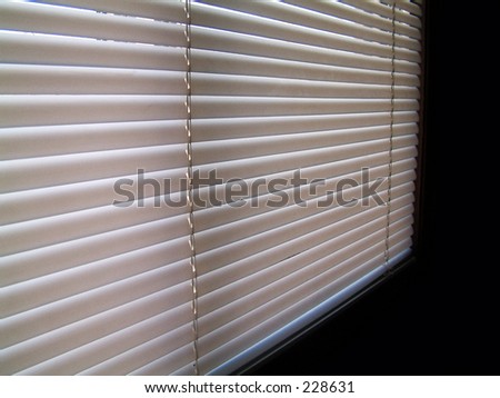 Venetian blinds covering window,added film grain.