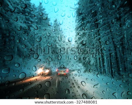 Bad weather on a winter road