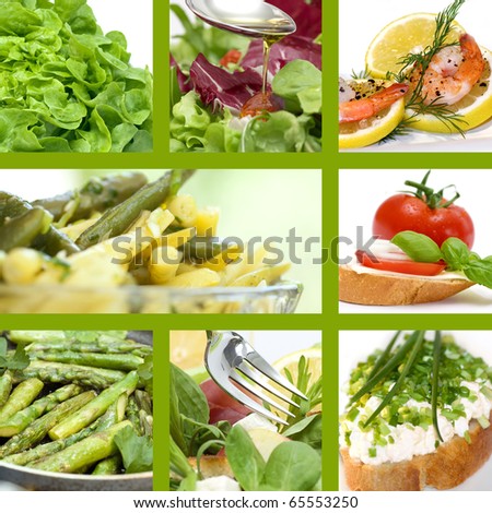 Beautiful collage of summer food with healthy products