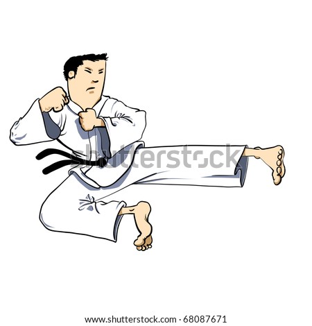 Martial arts - KARATE air kick Detailed Vector illustration