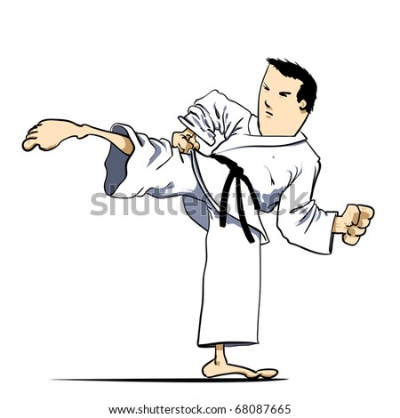 Martial arts - KARATE kick (L) Detailed Vector illustration