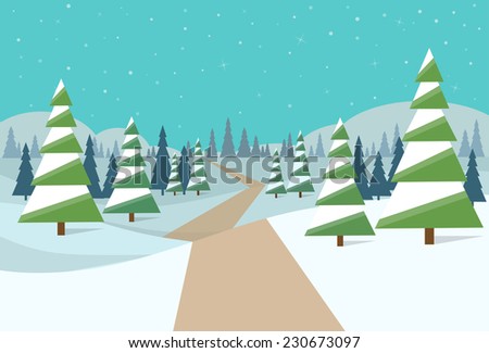winter forest landscape Christmas background pine snow trees woods vector illustration winter forest landscape Christmas background pine snow trees woods vector illustration