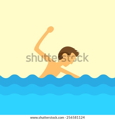 man swimming water flat design vector illustration