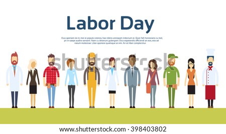 People Group Different Occupation Set, International 1 May Labor Day Flat Vector Illustration
