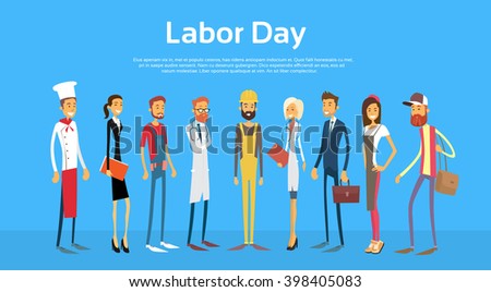 People Group Different Occupation Set, International Labor Day Flat Vector Illustration