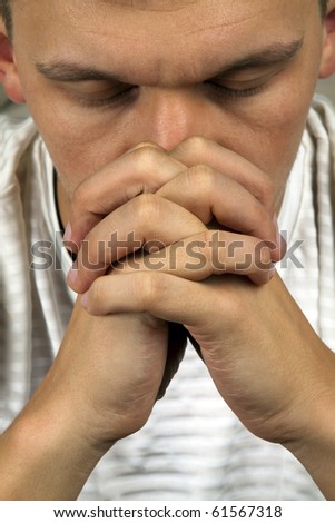 Mental breakdown concept depressed man covering his face
