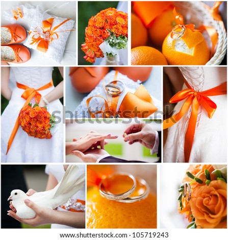 Wedding collage with beautiful orange theme