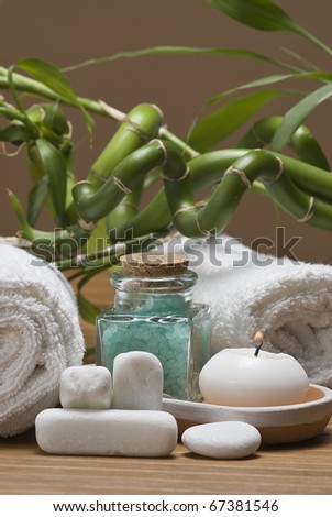 Spa background with hygiene and decorative items.