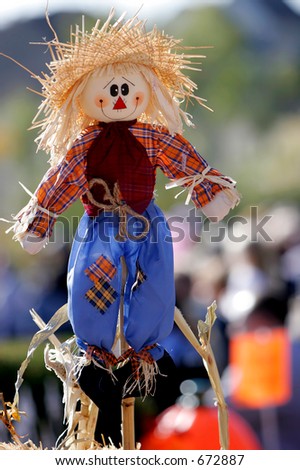 Happy scarecrow at a rural Fall Festival.