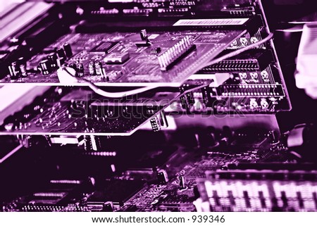 Internal workings of a computer (purple highlight effect).