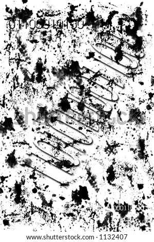 Techno Grunge Background 2 - Grunge splatter and grit with grunge Binary Code inserted.