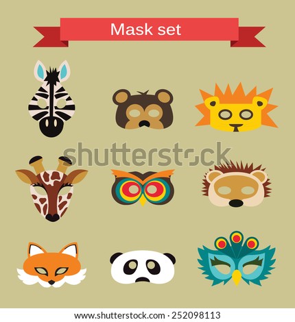 set of animal masks for costume Party