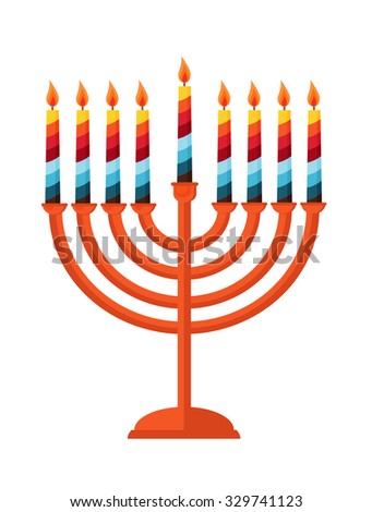 happy Hanukkah, Jewish holiday. Hanukkah menorah isolated on white