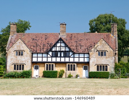 Traditional medieval english mansion built in tudor style