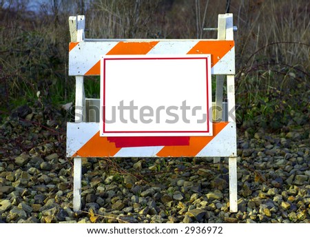 empty road construction sign board with orange color stripes