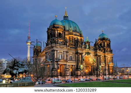 The Dome of Berlin at night, Germany