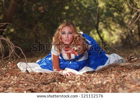 Woman in the Forest Scared and Wandering