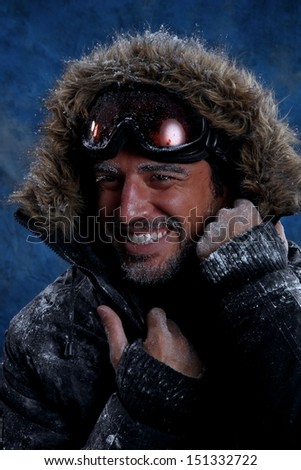 Dramatic Image of Scruffy Man Freezing in Cold Weather