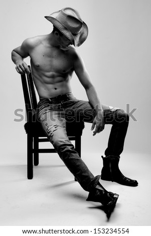 Young Sexy Male Model Posing Without Shirt