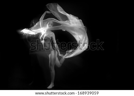 Artistic Image of Movement With Sheer Fabric and Long Exposure