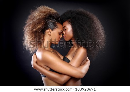 Beautiful Stunning Portrait of Two African American Black Women With Big Hair