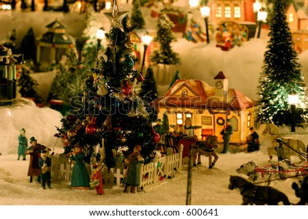 Christmas Village Miniature Houses and people
