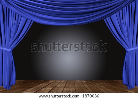 Old fashioned, elegant theater stage with velvet curtains.