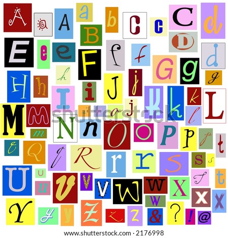 Alphabet Magazine Letters isolated so you can make your own unique words. TIFF file has individual layers.