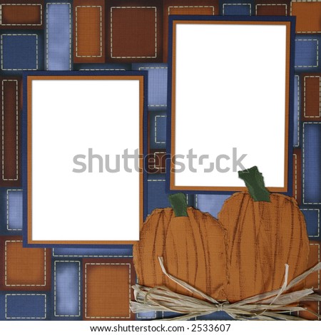Scrapbook Page Frame With Papercrafted Pumpkins