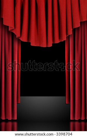 Red Vertical Draped Theatre Curtains on Black