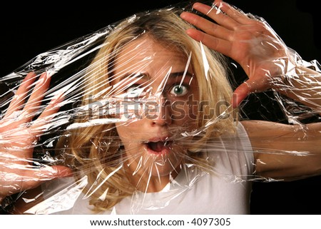 Concept of Suffocation: Woman Feeling Trapped