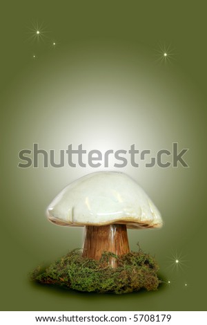 A Fairy Fantasy Mushroom on Green Background With Starlights: Insert Your Own Fairy for Fantasy Composite Portraits