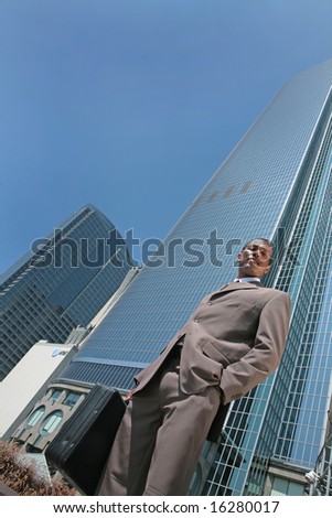 Abstract View of Black Business Man in a Suit Outdoors