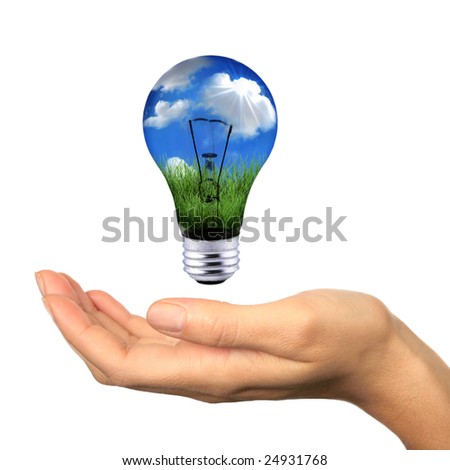 Hand Holding Lighbulb Concept of Clean Renewable Energy of the Future