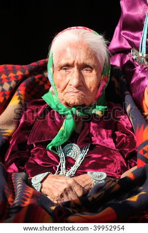 Very Old and Wise Navajo Elder Wearing Traditional Jewelry
