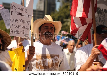 LOS ANGELES - May 1: May Day Immigration Protest Rally Against Arizona's New Law on May 1, 2010 in Los Angeles, California.
