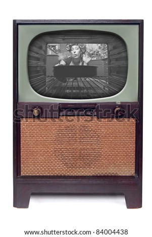 1950 Vintage TV Television  Isolated on White Background
