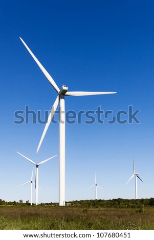 Photo of wind turbines in the wind farm