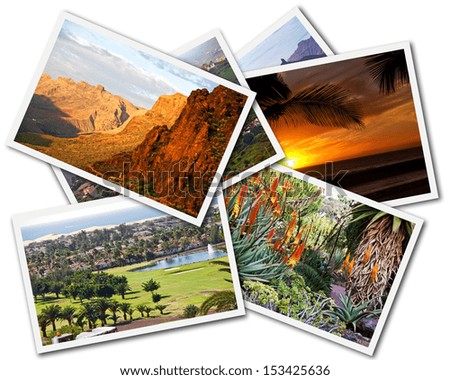 Collage Of Gran Canaria Canary Islands Photos Isolated On White Background